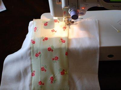 Step Five: Sew about an 1/8" all the way around the fabric