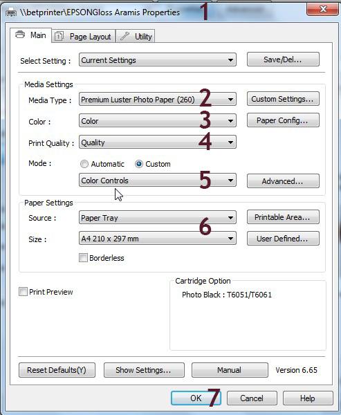 Properties Acrobat Reader Open your PDF; click the Printer symbol or use Ctrl+P Set the number of copies, Fit or Actual Size, page orientation, etcetera Click the Properties button 1.