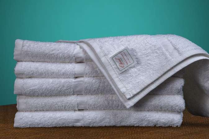 TERRY TOWELS O R OPAL PLATINUM Ring Spun Yarn Cam Border 86% Cotton & 14% Polyester Premium Opal Platinum Plus towels are engineered for high absorbency, durability & superior performance during