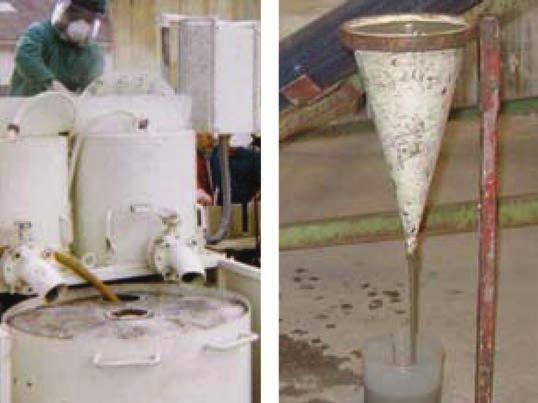 How to make the Superstresscem grout? A high turbulent mixer (1500 rounds/min, 3000 rounds/ min) or a turbo-mixer is required to prepare the grout according to EN 446 standard 6.1. The Marsh cone fluidity (Ø 10 mm aperture) must be controlled in compliance with the EN 445 standard.