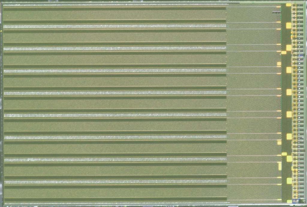 FE-I3 Front-end Chip with bumps: Top two metal layers are largely
