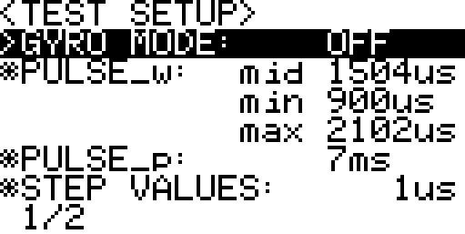 Settings D Series Program Mode 1. EPA Neutral Settings The Settings menu is where specific test parameters can be set for all servo test modes.