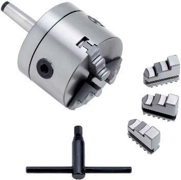 Clamping tools 3-jaw chuck centrically clamping with tool holder MT2 and tightening thread M10 with turning and drilling jaws and clamping key for clamping in milling machines Ø 80 mm Order No.