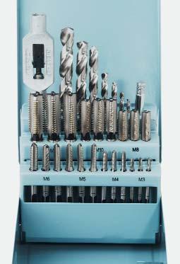Cutting tools Tapping drill and hand taps set HSS 29-pieces hand taps M3-4-5-6-8-10-12 (3-pieces per set consisting of taper tap,