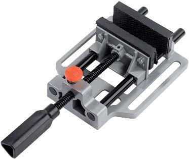 54 40521 Machine vice with quick-action device with double-column guide with protective jaws made of rubber with horizontal and vertical prism for round bars open base plate for clamping or piercing