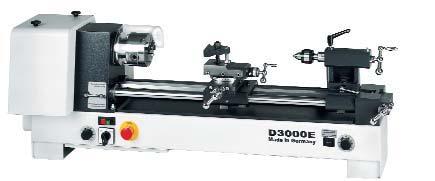 Lathes D2000 E Page 22 Centre distance Centre height Power Spindle speed indefinitely variable Feed rates 350 mm 110 mm 1.4 kw, 230 V, 50 Hz 30-2300 r.