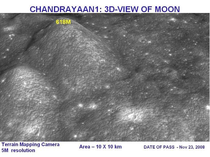 Figure 6. 3D mountain view on moon surface. Figure 7. 3D crater view on moon surface. 2.