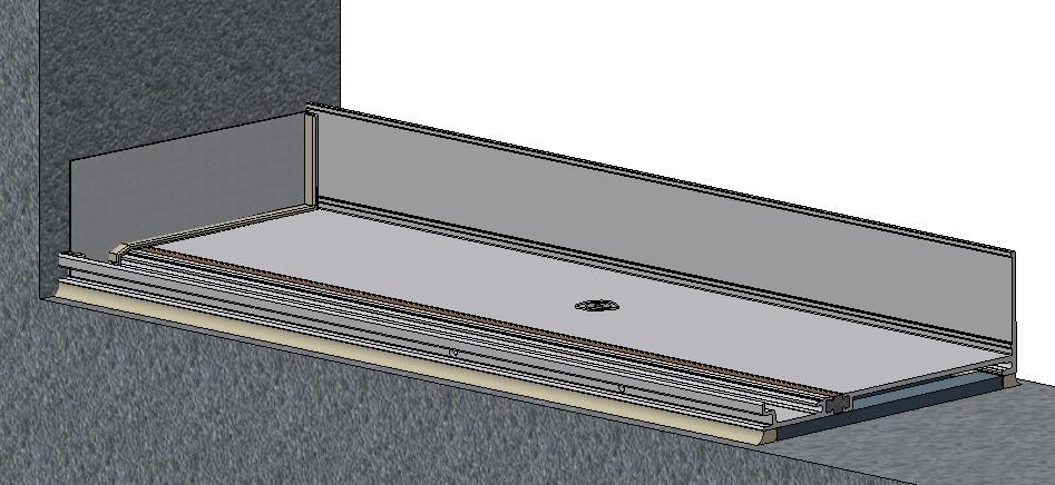 3D view showing installed sub sill with weep hole Step #6 (screw spline assembly): Drill holes in vertical framing members In screw-spline assembly, screws are driven through holes in the vertical