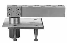 centered in thickness of door Additional surface applied thrust bearing Door must have radius on pivot edge Pivot point remains constant at 2-3/4 from the edge of the door Pivot set features sealed