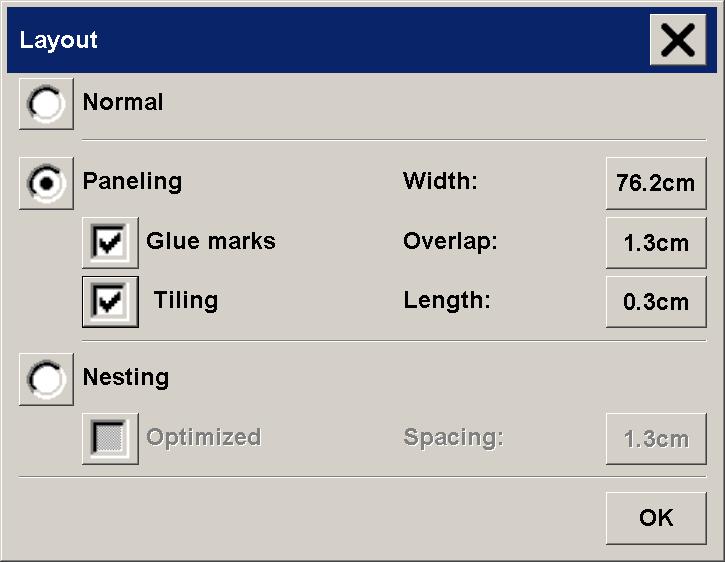 how do I use paneling? 1. Select the Setup tab. 2. Select the Layout button. 3. Select the Paneling option. 4. Make your paneling settings. 5. Set your large Output size in the Copy tab.
