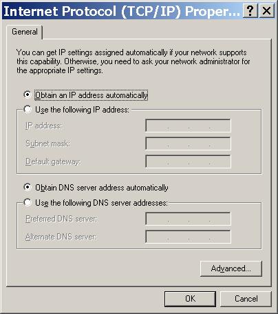 If you know that your network has a DHCP or BOOTP server, you can select Obtain an IP address automatically and Obtain DNS server