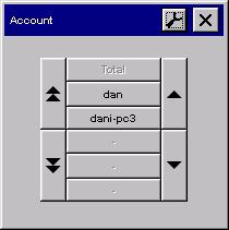 In the Accounting dialog, press the Account you want. A list of existing accounts appears. Use the arrows to scroll through the list and press on an account name to select it. 4.