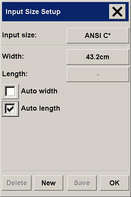 activate the Input Size Setup dialog, and the Input size button in the Input Size Setup dialog will activate the Input Size dialog.