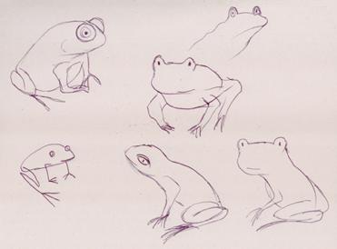STEP 3 Play with Stylizing while Drawing Now, take another 10 minutes and do one more page exactly the same, but this time play around with stylizing the frog... but still when looking at references.