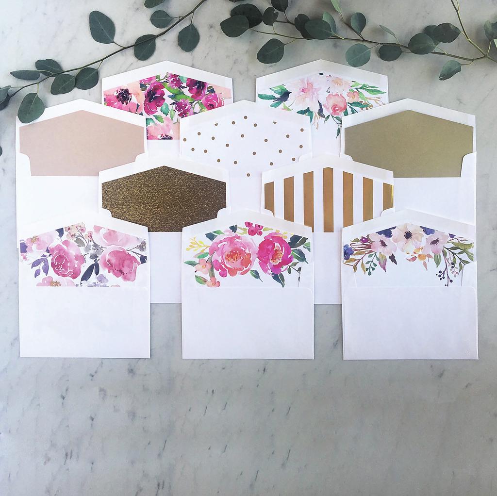 ENVELOPE LINERS ADD A UNIQUE POP TO YOUR INVITATIONS WITH A BOLD ENVELOPE