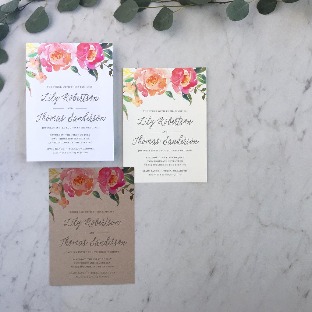 PAPER OPTIONS INVITATIONS ARE PRINTED ON HIGH QUALITY CARDSTOCK THAT COMES IN