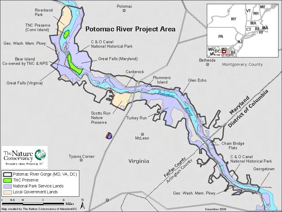 Map of the Potomac Gorge Project Area (courtesy of the