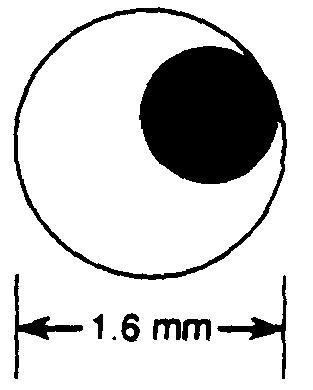 49. According to the diagram below, the diameter of the black circle shown in the field of view of the microscope is closest to 50.