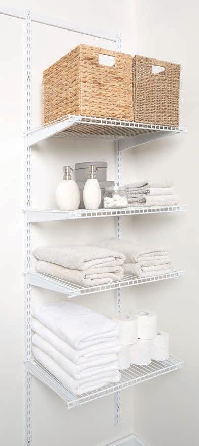 WIRE SHELVES Wire Shelves can be installed using our Wire Shelf brackets in any room.