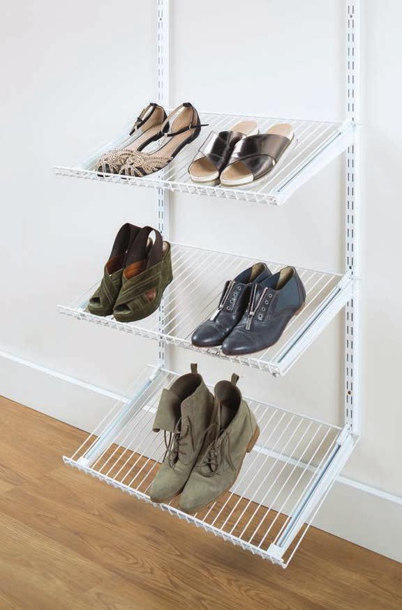 SHOE BRACKETS USED TO TRANSFORM WIRE SHELVES INTO SHOE SHELVES WIRE SHELF AND SHELF ACCESSORIES NOSE END COVERS Our Nose End Covers simply slip