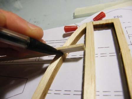 Set aside to dry 51) Locate the 3/32 X 1/4 Stock and mark the fin bracing per the