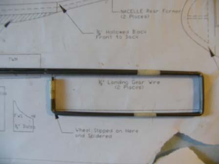 landing gear wires to shape 134) Here the landing gear wires are