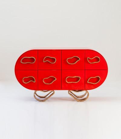 Elizabeth Garouste Buster Commode Red lacquer wood