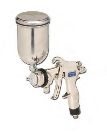 The A8200Q Super-Spray HVLP cup gun is supplied with a 1 quart (1 litre) non-stick coated cup assembly, cup pressure regulator/gauge, duckbill valve, sample bottle of genuine Apollo Spray Gun Lube