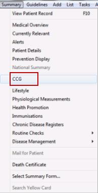 Accessing the CCG Referral Screen from Consultation Manager To access the CCG referral screen from Consultation Manager: 1.