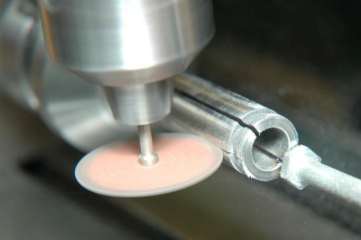 Photo. 16 Slitting a Hardened Collet With a Grinding Disc to four. Reducing perhaps to three for the smaller sizes.