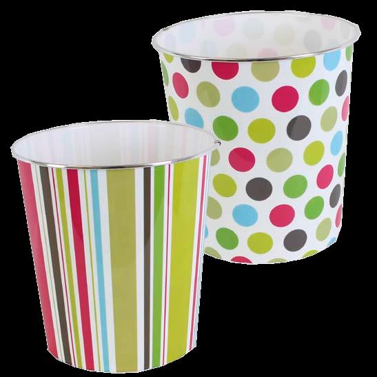 kitchens and home offices Supplied in a mixed pack of 2 designs Spots & Stripes Waste Paper Bin Code: