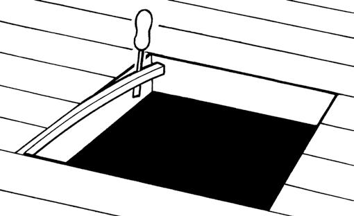1 If anew trapdoor is required, its thickness must not exceed 20mm (3/4 ). Consider the weight of the trapdoor and the security of the hinge screws. Chipboard and MDF may not be suitable. 1.