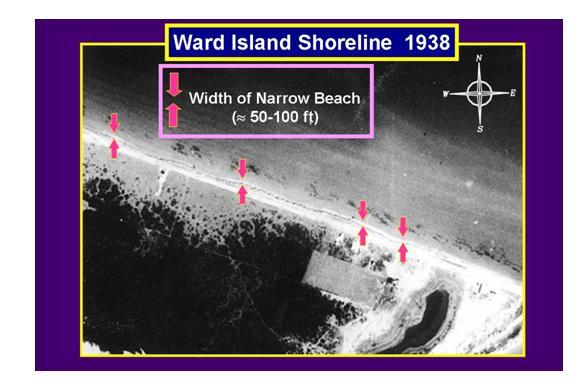 Site Description http://lighthouse.tamucc.edu/chr/wardisland A beach existed along Ward Island prior to the occupation of Ward Island and the Encinal Peninsula by military in the early 1930's.