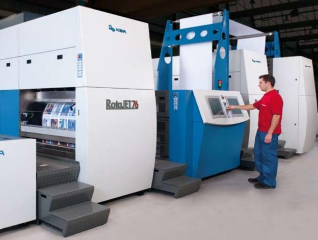 280mm designed for short runs and fast job change print of bulk mail, inserts and covers for catalogues etc KBA RotaJET 76