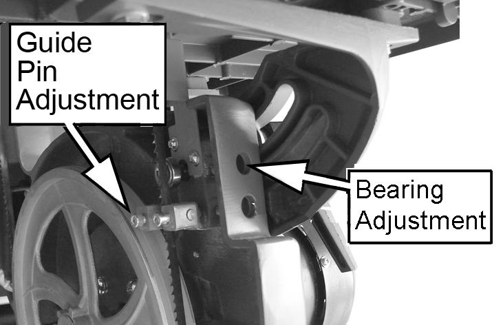 . LOWER BLADE GUIDE ADJUSTMENTS The lower blade guide should also be adjusted after any blade change or tracking adjustment.