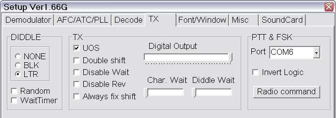 10.Activate the left Entry Window (Radio 1) and open the Digital Interface. 11.If this is the first time you have used the MMTTY interface, click on Interface MMTTY to activate the MMTTY interface.