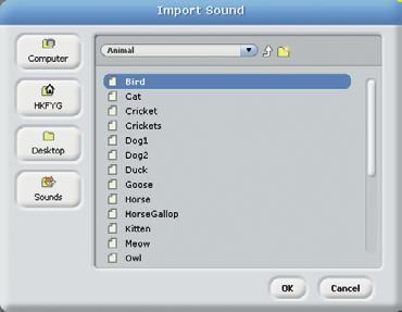 Now we can add sound effects to the game! First, click the Stage in the Sprite List. Then click its Sounds tab.