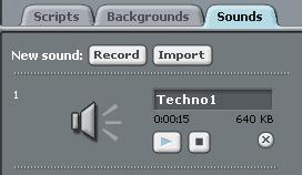 In the second program, use the Sound palette to add a