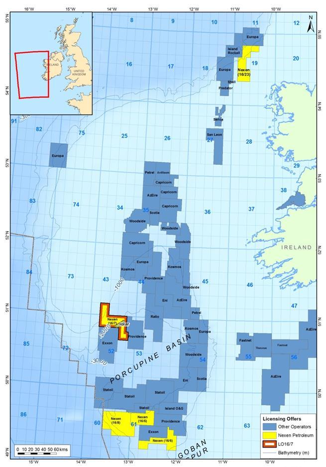 Ireland Exploration License LO 16/7 Porcupine Basin awarded following 2015 Atlantic Margin Licensing Round Geological assessment complete and Iolar prospect deemed drill worthy Approximately 215km