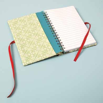 Notebook Cozy Adorn an ordinary journal with a fabric cover. Notebook or recipe book Three print cotton fabric scraps (A, B & C) Two 6 lengths of 1 4 -wide ribbon Use 1 4 seam allowances.