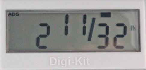 corner of the LCD indicating an additional 1/64 of an inch measurement making the true, full resolution measurement 2 13/64ths.