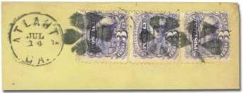 U.S. Fancy Cancels: Geometric 6069 Lan tern Face on 1869, 2 brown (113), bold cork can cel; cen tered to left and bot