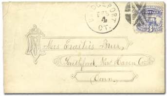 grid, with Spring field MA cds, on cover ad dressed to Brimfield MA; re duced at right, VF. Scott 114.