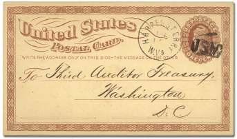 ...................... $60 6220 Harp ers Ferry WV, "USM", 1 postal card cancelled by fancy can cel with "Harp ers Ferry W. V.