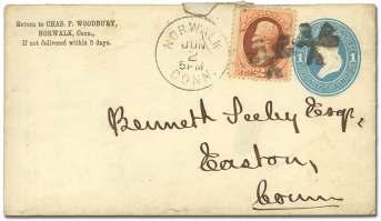 U.S. Fancy Cancels: Pictorial 6366 Phil a del phia PA, Solid Heart, pair 3 tied by two strikes of fancy can cel, with Phil a del phia PA cds, on cover ad dressed to Buf falo NY, re duced at right, VF.
