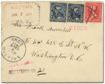 U.S. Fancy Cancels: Postal Markings 6465 De troit MI Re turned For Post age on cover with 1895-98, 8 vi o let brown
