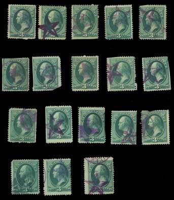 ...... $180 6478 Se lec tion of Star Can cels, four stamps and one pair, small faults, in