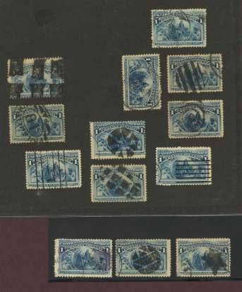 .... $150 6589 Group of Small Bu reaus with Mixed Can cels, group of eighty stamps, mostly #267, with va ri ety of can - cels in clud ing el