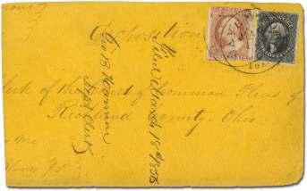 $40 6603 1857, 1 blue, type II (20), plate 2, three cov ers, the first tied by Charleston SC cds to cover