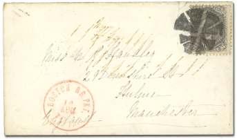 U.S. Postal History by Issue: 1845-1869 Issues 6625 1863, 5 brown (76), 5 and 10 (68) tied by tar get and "Dayton O/Nov 29/64"